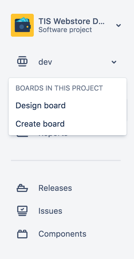 Para navegar entre un tablero y otro, utiliza el conmutador de tableros situado en el menú de la izquierda, bajo el nombre del proyecto.