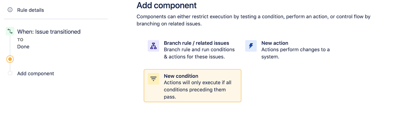 Seleccionar una nueva condición en Jira Software